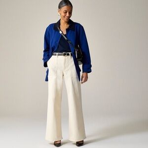 NWT!! J. CREW Camp Pocket Wide Leg Jeans Ivory Ecru Wash Cargo Denim Size 25